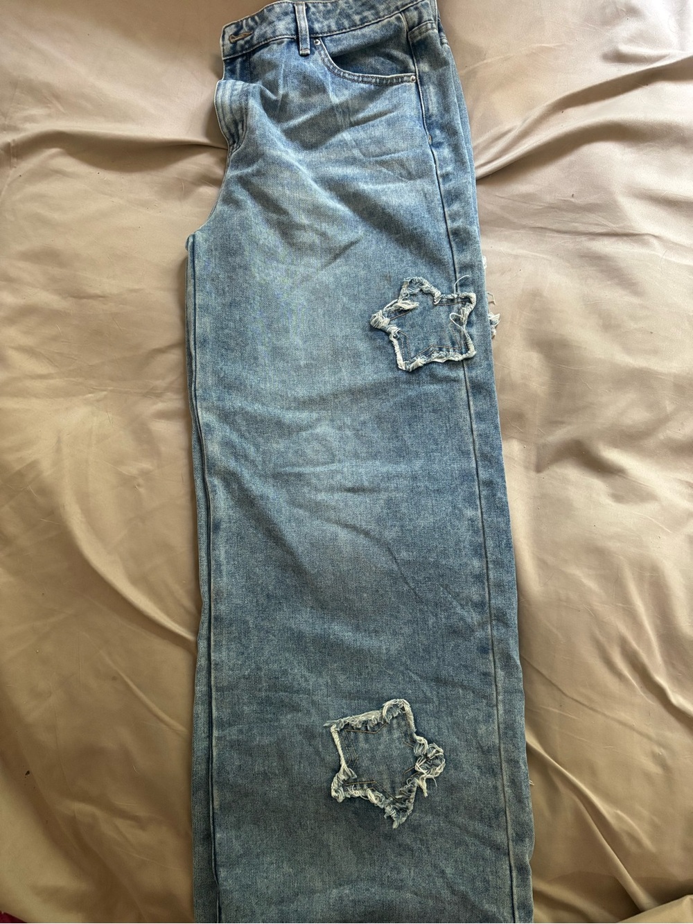 J for Justify Light Blue Distressed Wide Leg Jeans